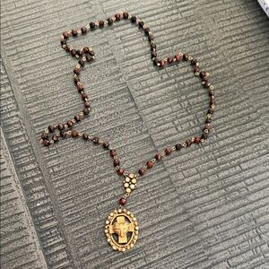 Virgins Saints & Angels Gold and Brown Cross Necklace